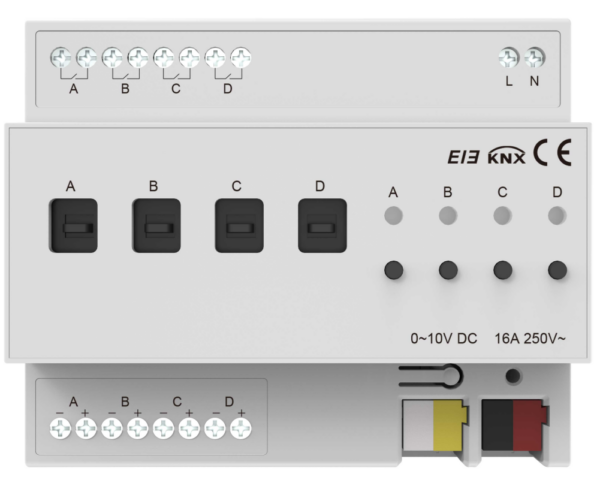 Akubela KNX 4-channel 0-10V dimming module is specifically designed for premium smart ho