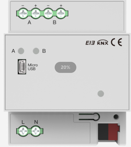 Akubela KNX DALI gateway is compatible with both DALI and DALI-2 systems, featuring two