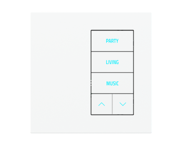 Ekinex 5-rockers configurations' keypad with backlited text/symbols, proximity sensor, mounting right