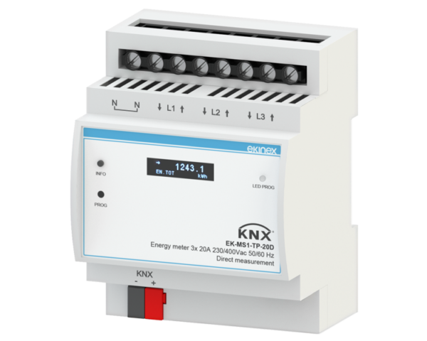Ekinex Three-phase secondary energy meter 3x20A direct insertion