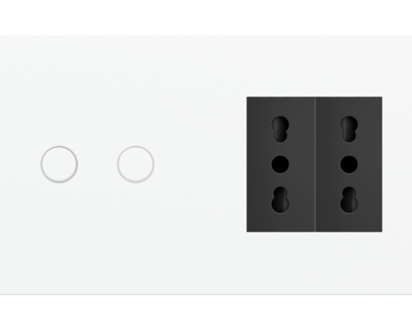 Ekinex Magnetic plate 2-fold for 2-rocker push button + (45x45 mm window) Proxima series Metal Beige Luxor + customization