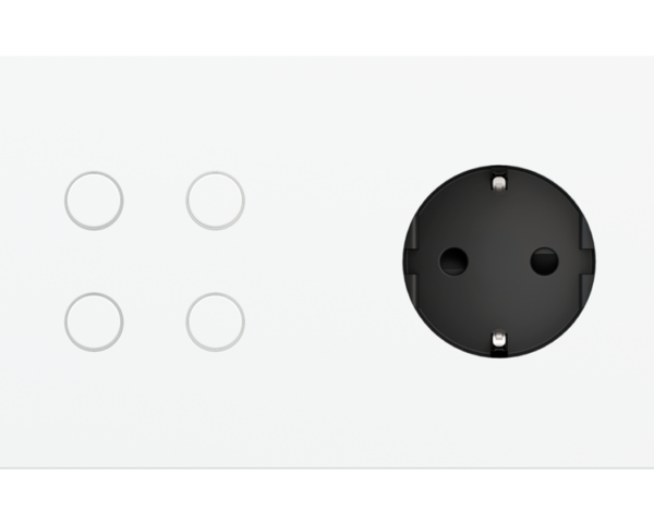 Ekinex Magnetic plate 2-fold for 4-rocker push button + Schuko, French, Israeli power socket Proxima series Metal Champagne