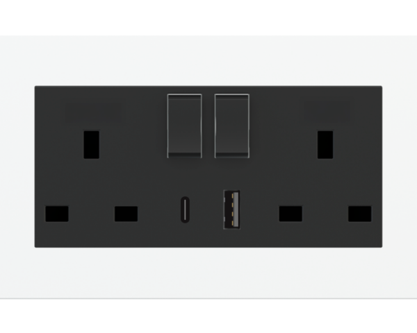 Ekinex Double front cover Anthracite grey (RAL 7016) - UK USB A/C