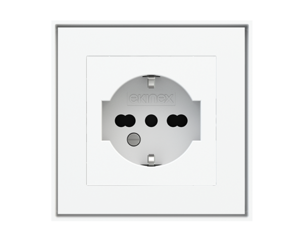 Ekinex Square Painted Cover UK socket (55x55) Silver Plastic