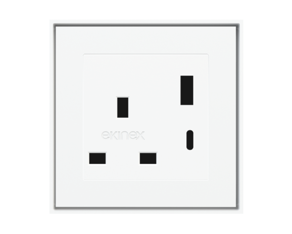 Ekinex Power socket UK standard with USB, 55x55 mm