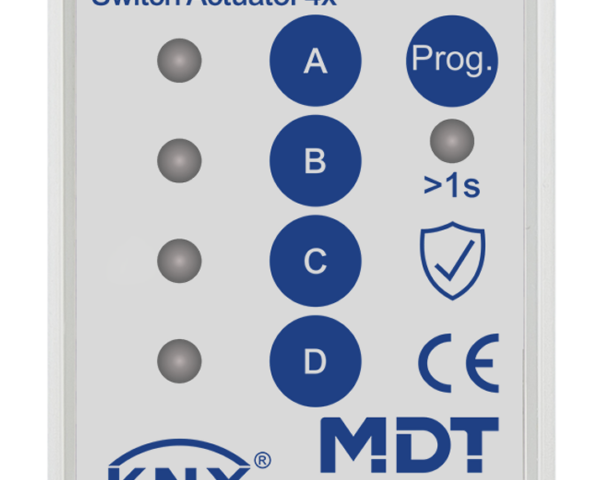 MDT Actionneur 4 sorties KNX, 2 modules, 16 A, 230 V CA, compact, 70 µF