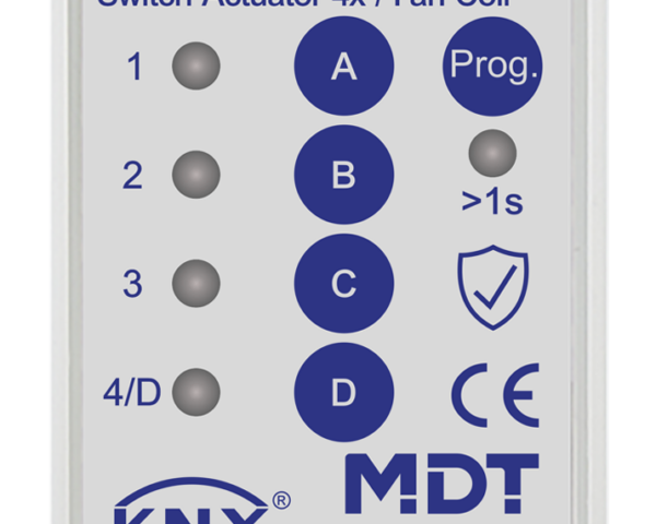 MDT Actionneur 4 sorties KNX, 2 modules, 16 A, 230 V CA, compact, 70 µF