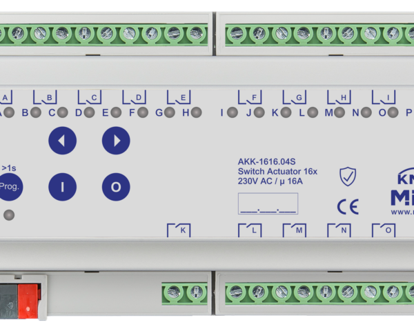 MDT Actionneur 16 sorties KNX, 8 modules, 16 A, 230 V CA, compact, 70 µF