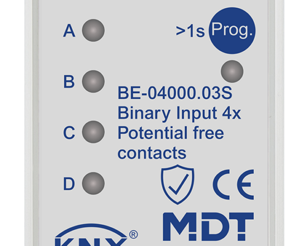 MDT Entrée binaire, 4 entrées KNX, 2 modules, libre de potentiel.