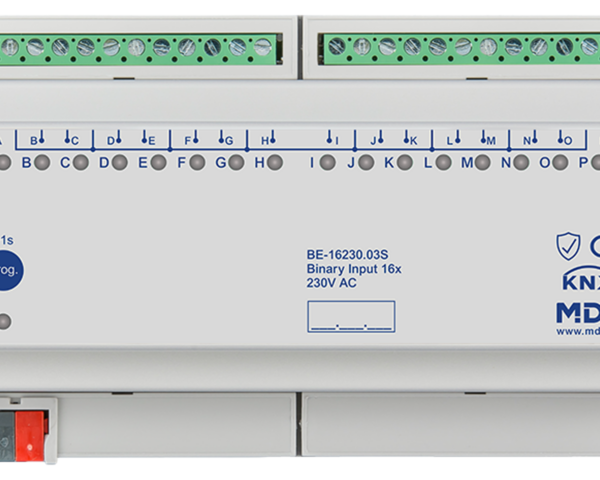MDT Entrée binaire, 16 entrées KNX, 8 modules, 230 V CA.