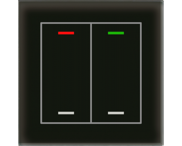 MDT Bouton-poussoir tactile II Light 2 paires KNX, RGBW, noir, neutre. Neutre