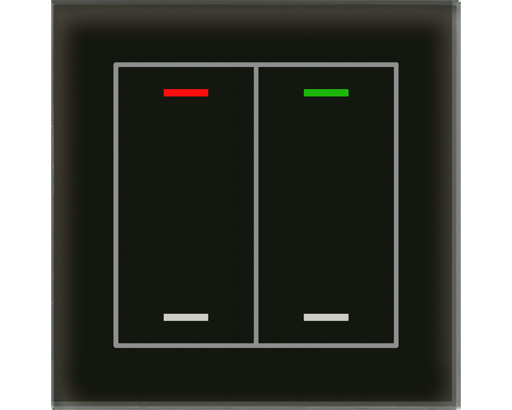MDT Bouton-poussoir tactile II Light 2 paires KNX, RGBW, noir, neutre. Neutre