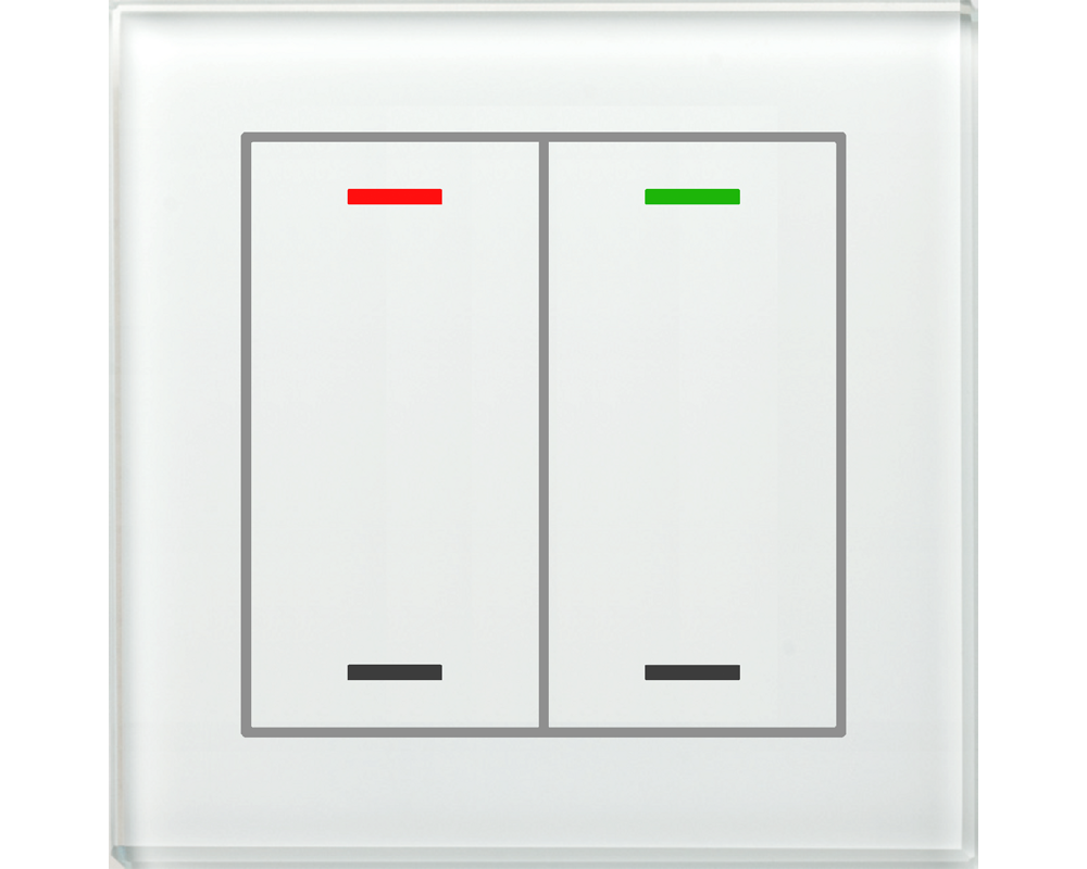 MDT Bouton-poussoir tactile II Light 2 paires KNX, RGBW, blanc, neutre.