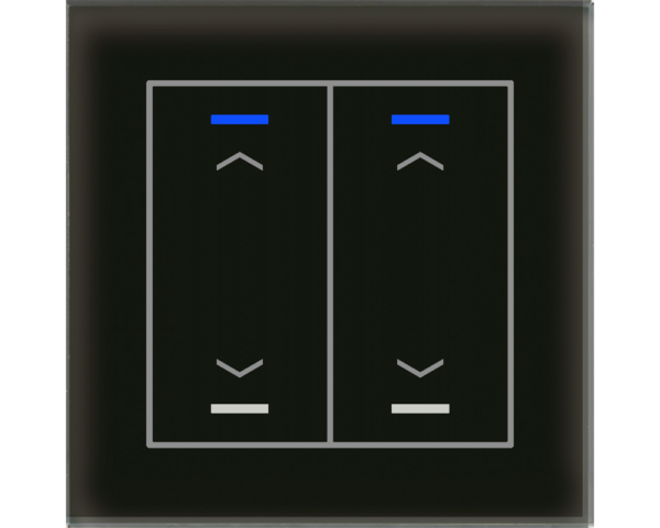 MDT Bouton-poussoir tactile II Light 2 paires KNX, RGBW, noir, store. Haut/Bas