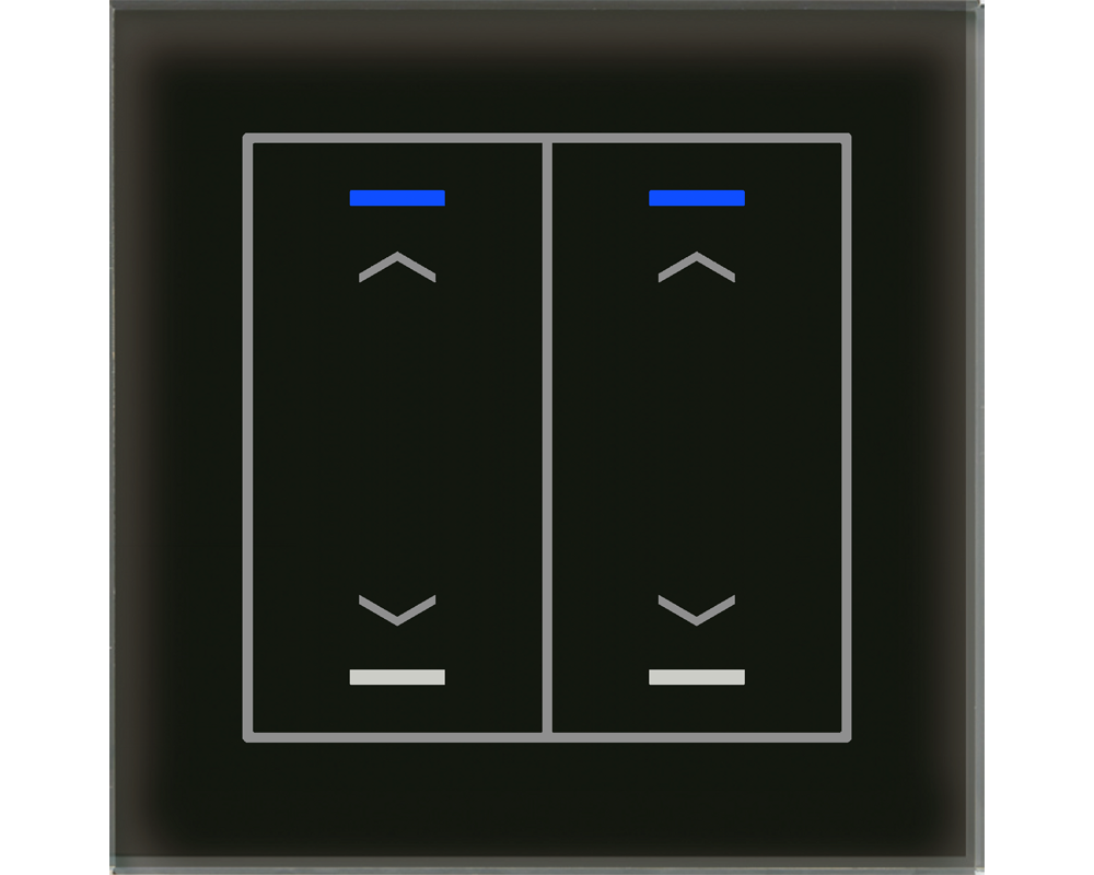 MDT Bouton-poussoir tactile II Light 2 paires KNX, RGBW, noir, store. Haut/Bas