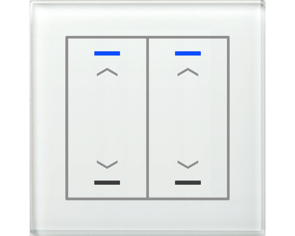 MDT Bouton-poussoir tactile II Light 2 paires KNX, RGBW, blanc, store. Haut/Bas