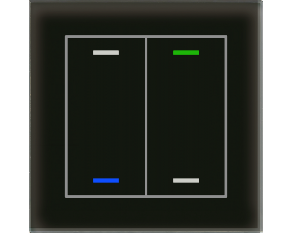 MDT Bouton-poussoir tactile II Light 2 paires KNX, RGBW, sonde de temp, noir, neutre