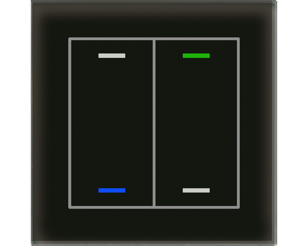 MDT Bouton-poussoir tactile II Light 2 paires KNX, RGBW, sonde de temp, noir, neutre