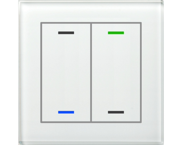MDT Bouton-poussoir tactile II Light 2 paires KNX, RGBW, sonde de température, blanc