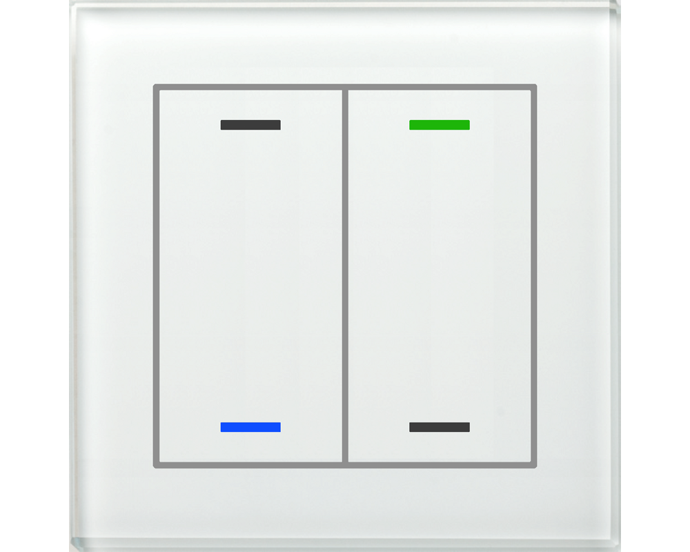 MDT Bouton-poussoir tactile II Light 2 paires KNX, RGBW, sonde de température, blanc