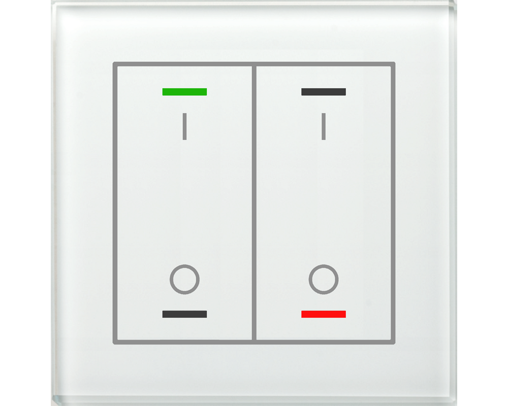 MDT Bouton-poussoir tactile II Light 2 paires KNX, RGBW, sonde de température, blanc