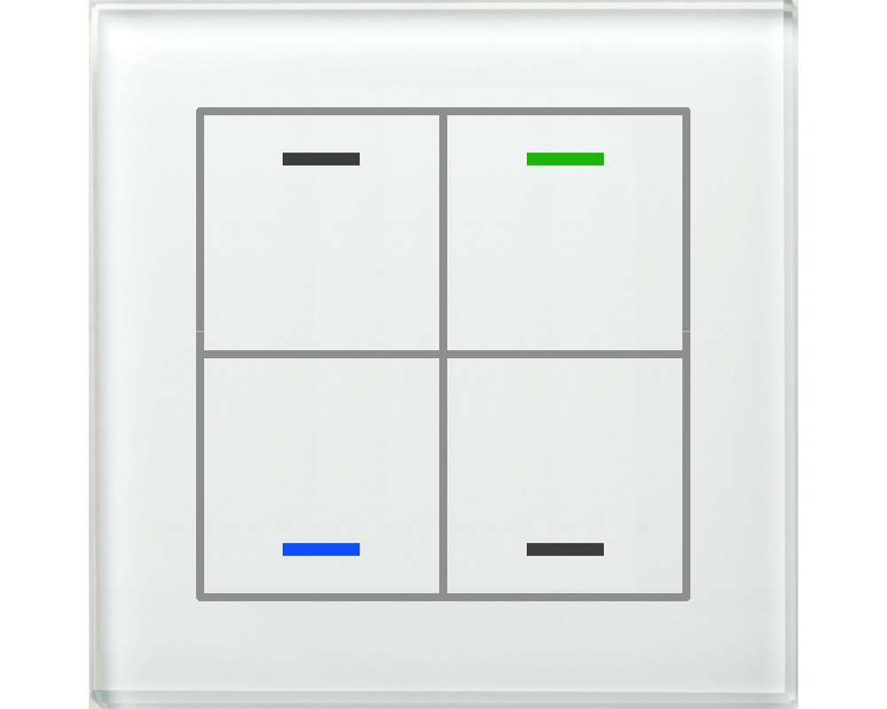 MDT Bouton-poussoir tactile II Light 4 touches KNX, RGBW sonde de température, blanc