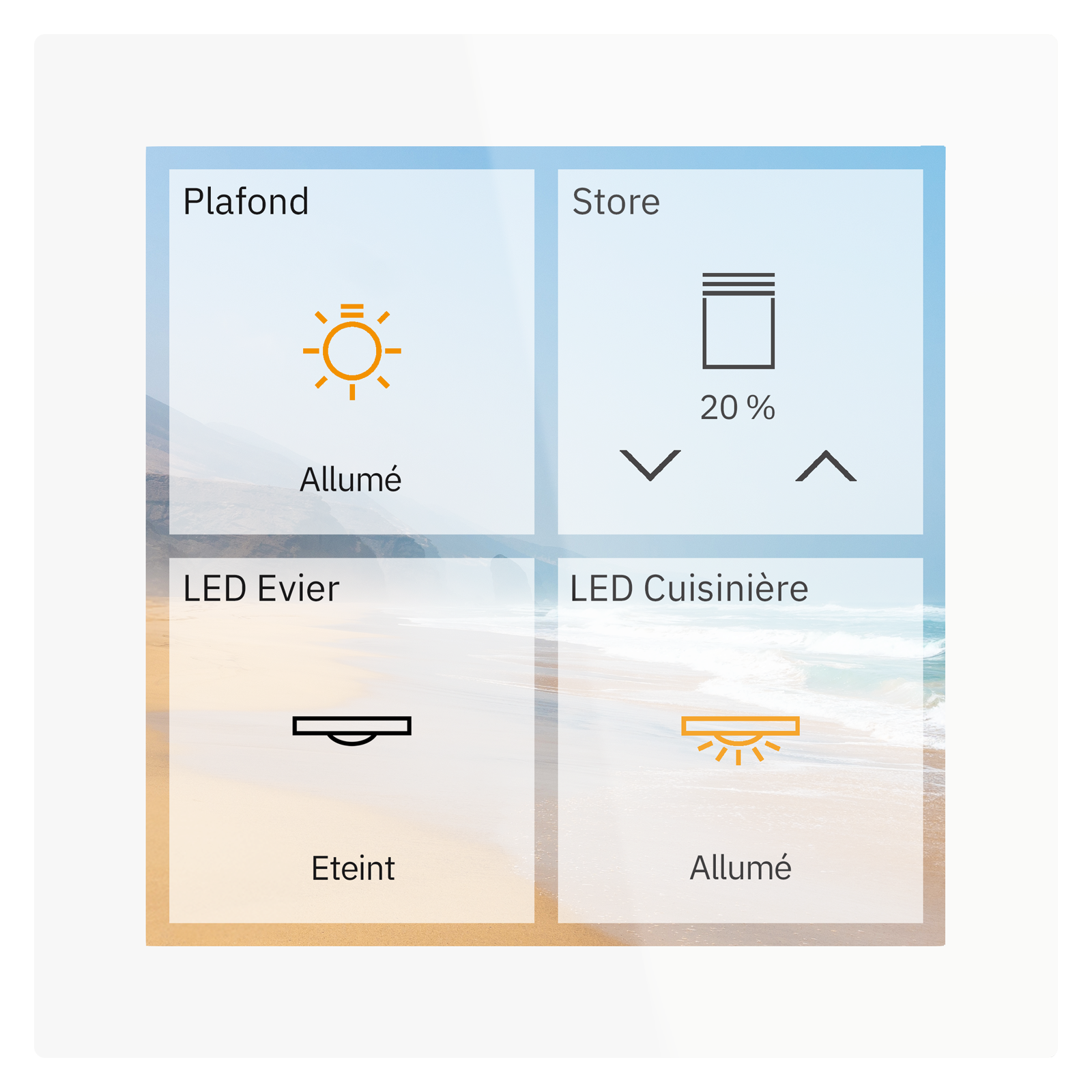 MDT Écran tactile KNX Smart 4 pouces en finition verre, blanc.