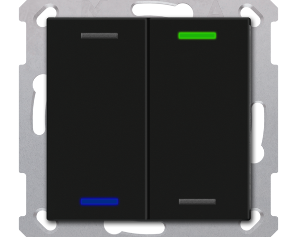 MDT Bouton-poussoir Light 55, 2 paires KNX RF+ radio,Secure,RGBW,TS,noir,neutre