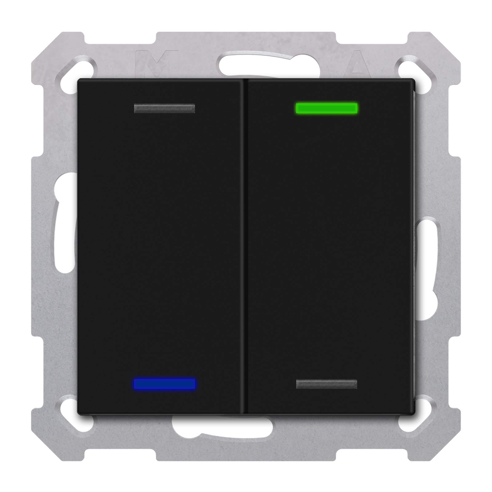 MDT Bouton-poussoir Light 55, 2 paires KNX RF+ radio,Secure,RGBW,TS,noir,neutre