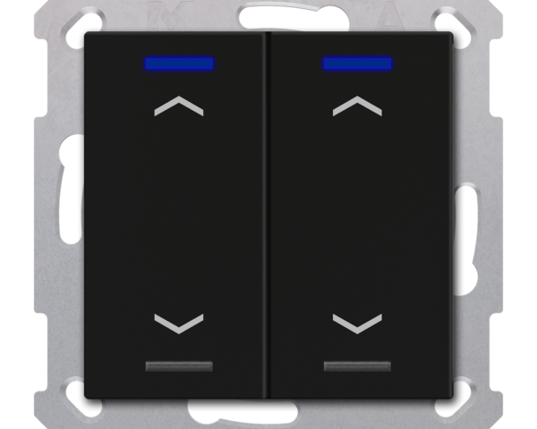 MDT Bouton-poussoir Light 55, 2 paires KNX RF+ radio,Secure,RGBW,TS,noir,store