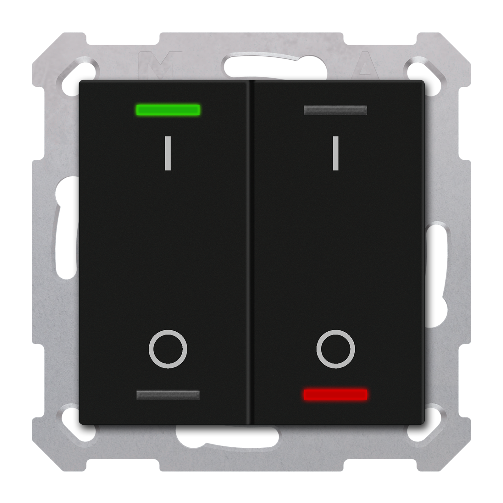 MDT Bouton-poussoir Light 55, 2 paires KNX RF+ radio,Secure,RGBW,TS,noir,commutation