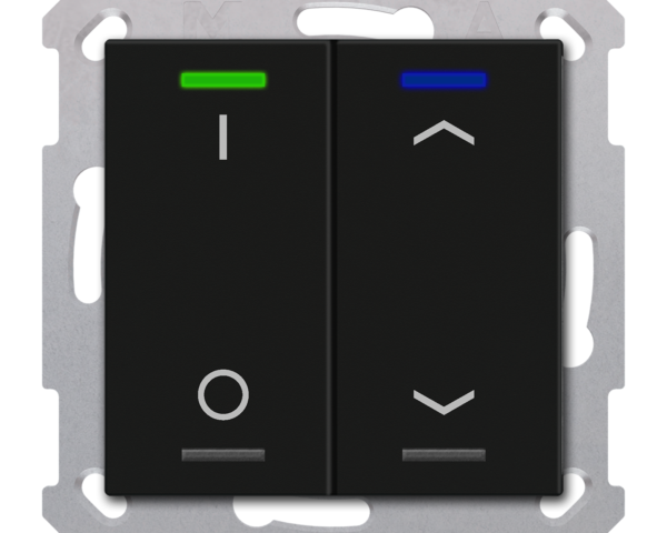 MDT Bouton-poussoir Light 55, 2 paires KNX RF+ radio,Secure,RGBW,TS,noir,commut._st.