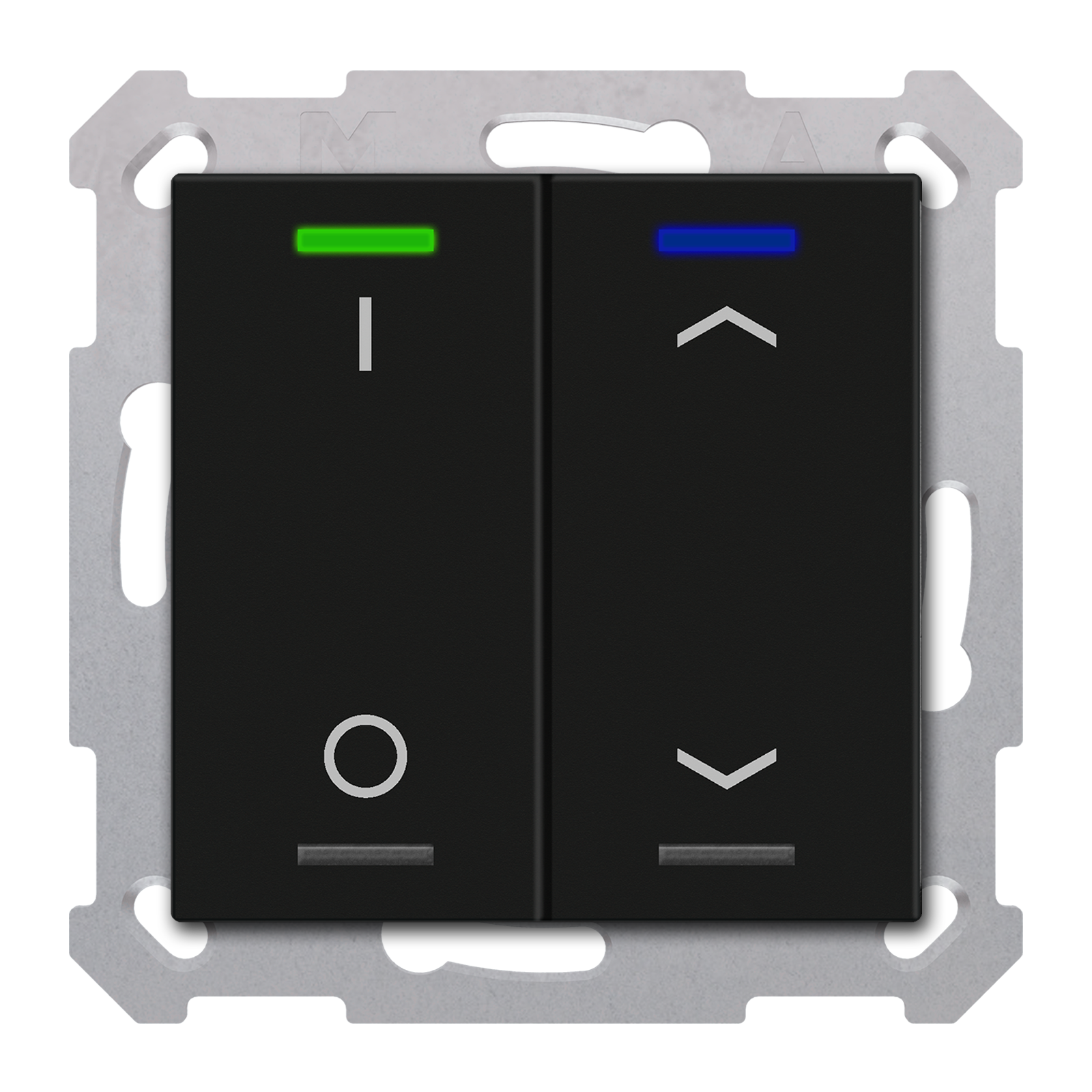MDT Bouton-poussoir Light 55, 2 paires KNX RF+ radio,Secure,RGBW,TS,noir,commut._st.