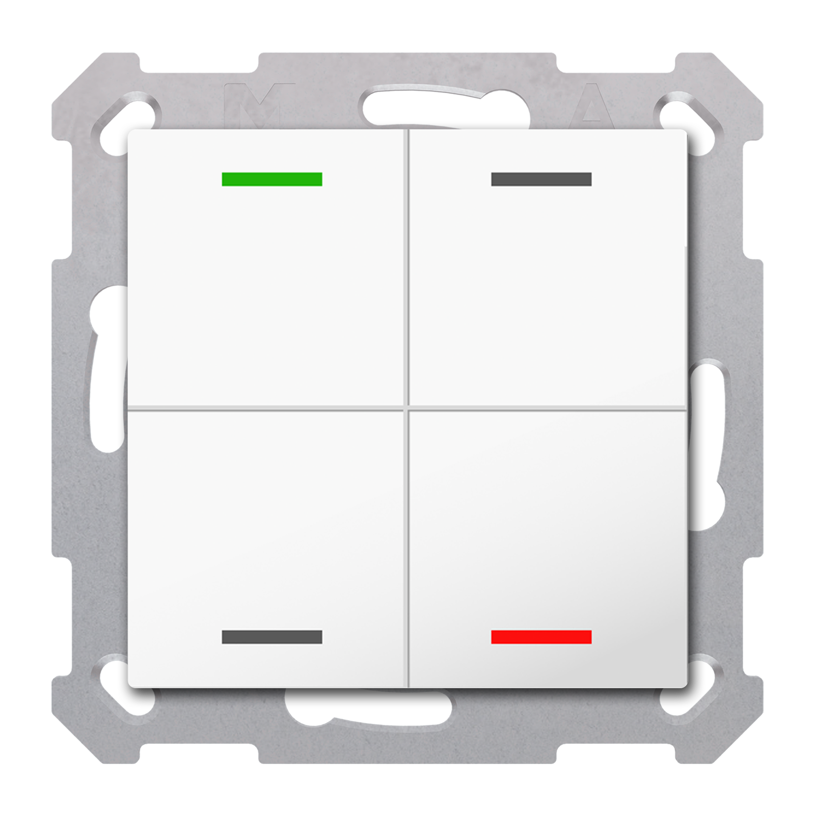 MDT Bouton-poussoir Light 55, 4 touches KNX RF+ radio,Secure,RGBW,TS,blanc,neutre
