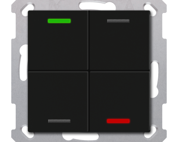 MDT Bouton-poussoir Light 55, 4 touches KNX RF+ radio,Secure,RGBW,TS,noir,neutre