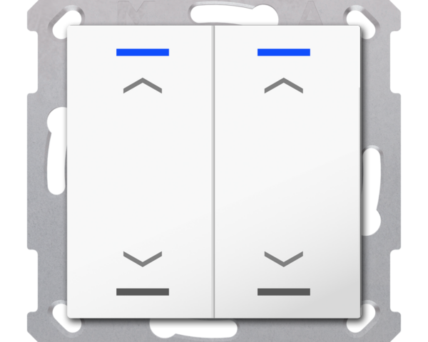 MDT Bouton-poussoir Light 55, 2 paires KNX, RGBW, blanc pur brillant, store Haut/Bas