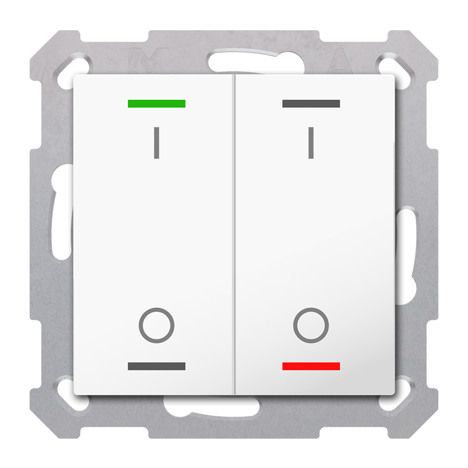 MDT Bouton-poussoir Light 55, 2 paires KNX, RGBW blanc pur brillant, commutation I/O