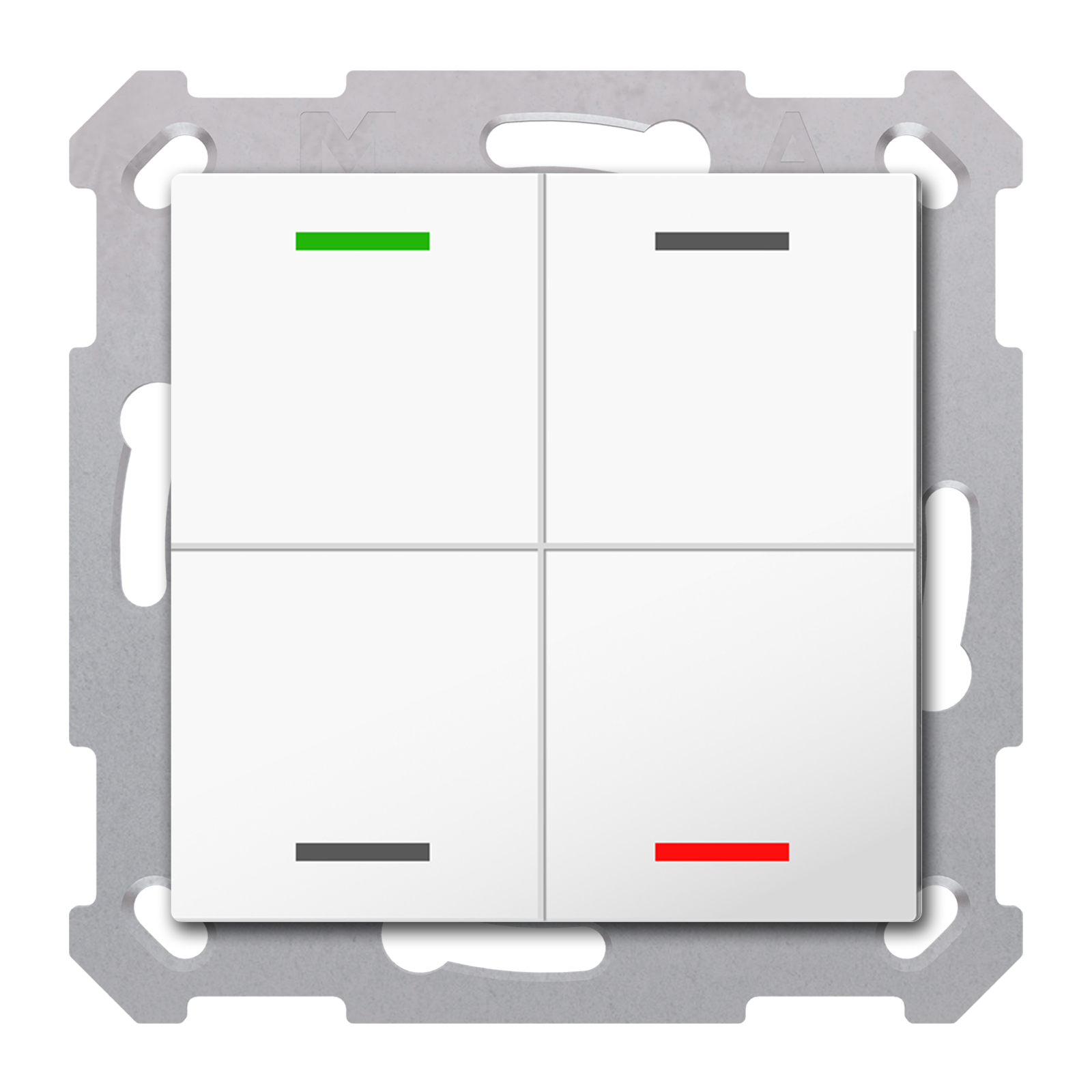 MDT Bouton-poussoir Light 55, 4 touches KNX, RGBW, blanc pur brillant, neutre.