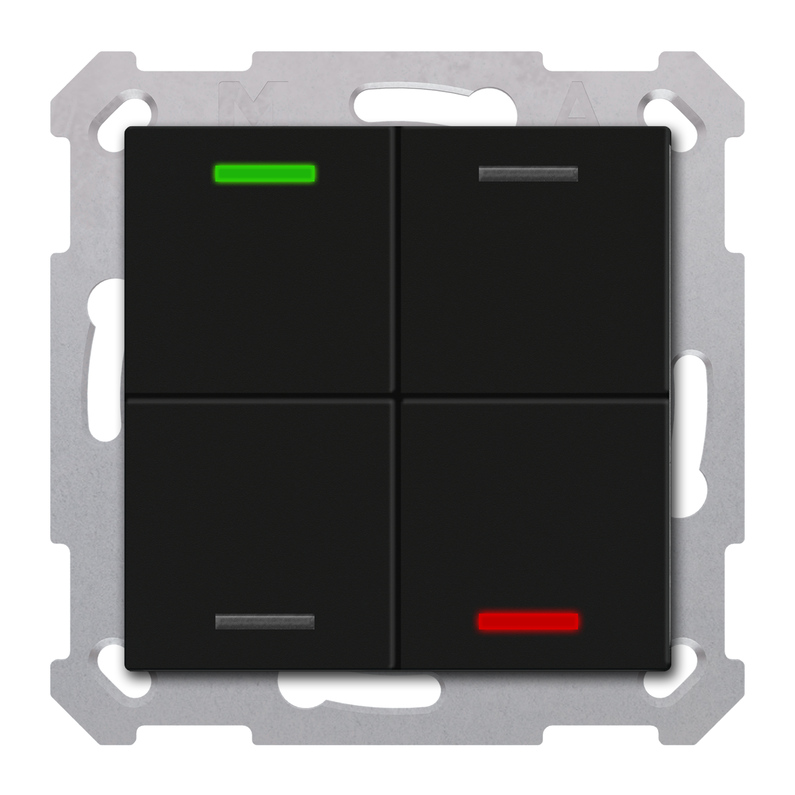 MDT Bouton-poussoir Light 55, 4 touches KNX, RGBW, noir mat, neutre.