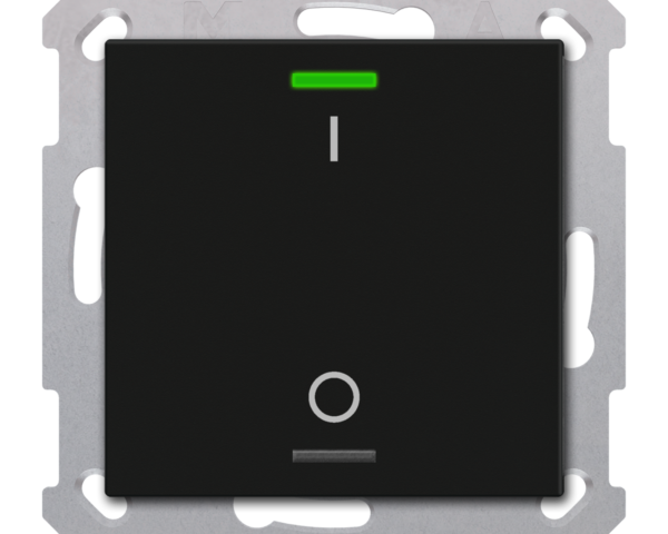 MDT Bouton-poussoir Light 55, 1 paire KNX, RGBW, sonde de temp, noir mat, I/O