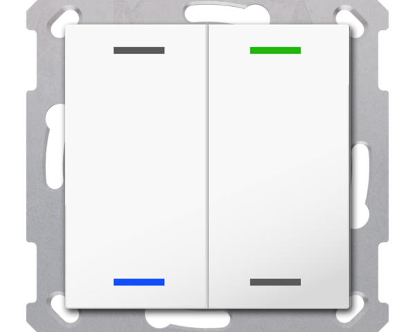 MDT Bouton-poussoir Light 55, 2 paires KNX, RGBW, sonde de temp, blanc, neutre.