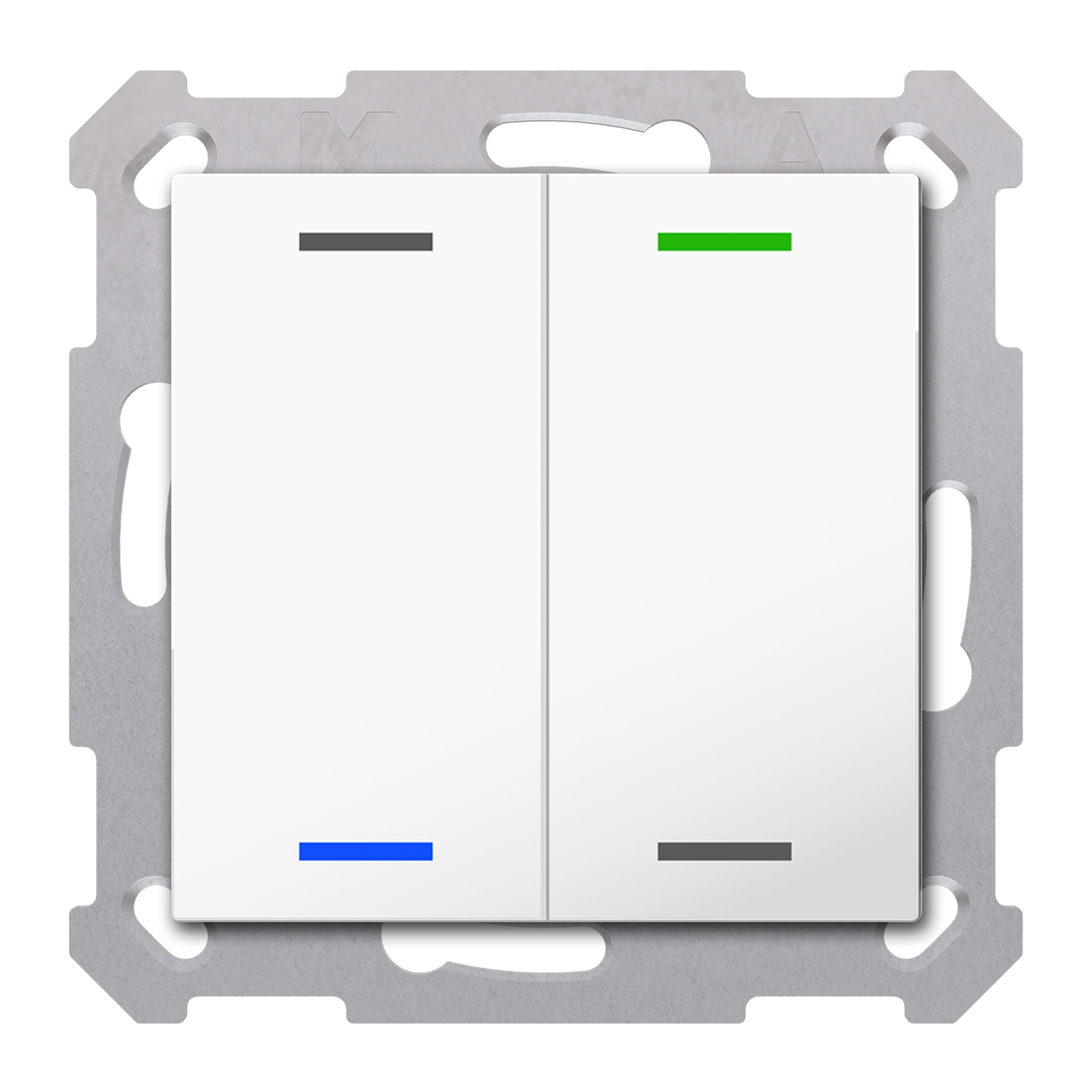 MDT Bouton-poussoir Light 55, 2 paires KNX, RGBW, sonde de temp, blanc, neutre.