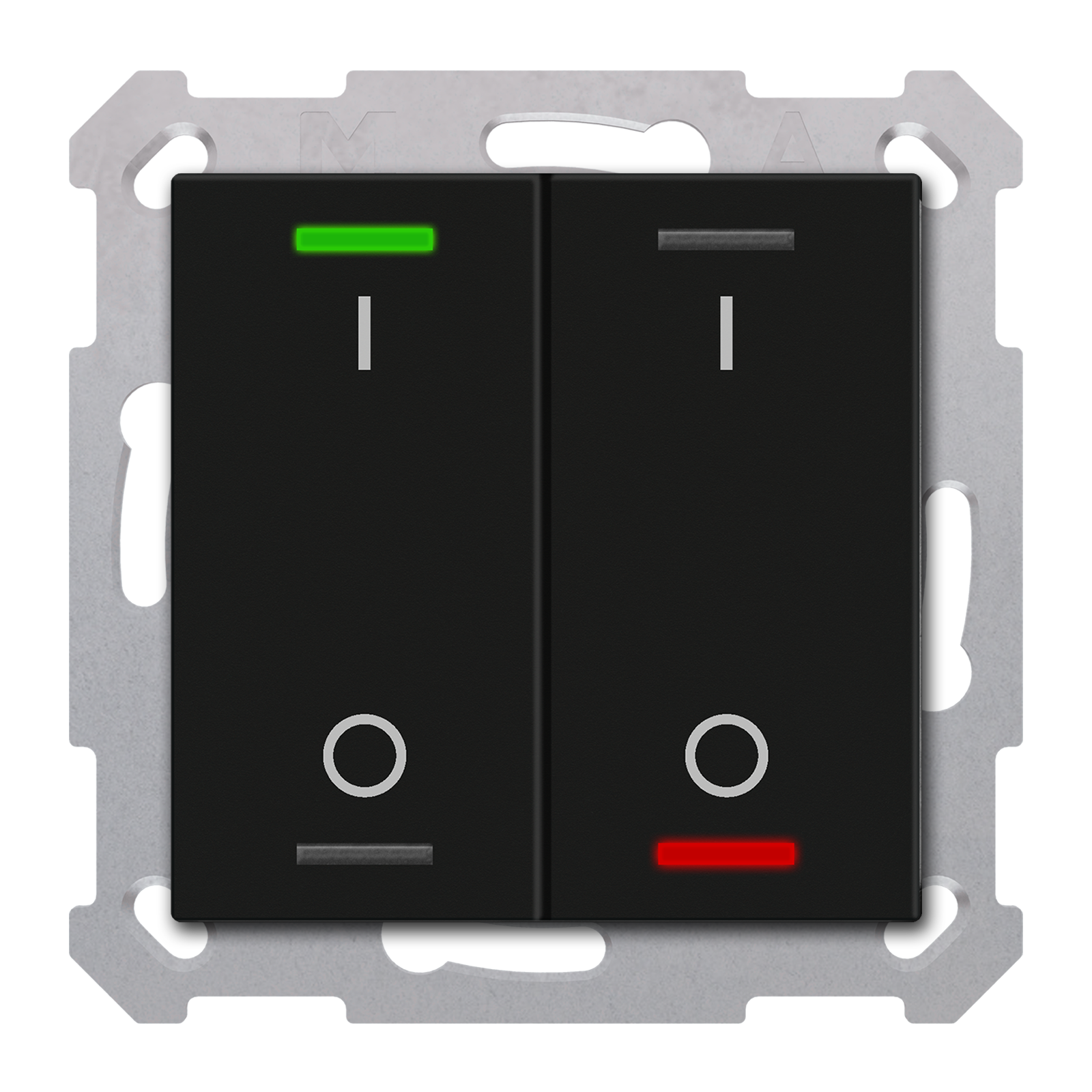 MDT Bouton-poussoir Light 55, 2 paires KNX, RGBW, sonde de temp, noir mat, I/O
