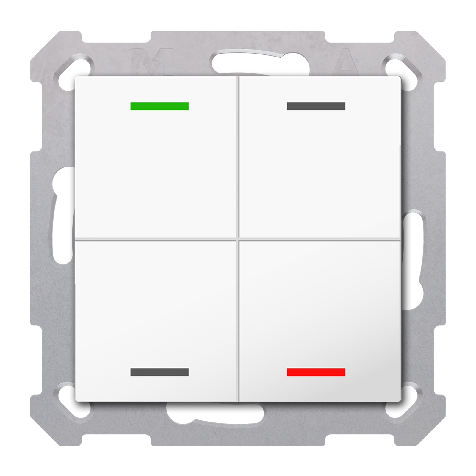 MDT Bouton-poussoir Light 55, 4 touches KNX, RGBW, sonde de temp, blanc, neutre.
