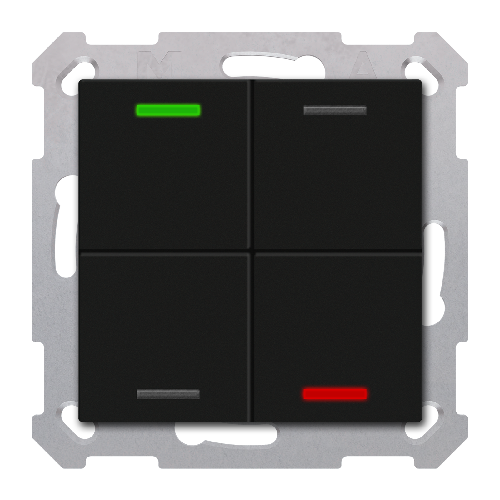 MDT Bouton-poussoir Light 55, 4 touches KNX, RGBW, sonde de temp, noir mat, neutre.