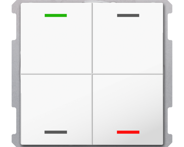 MDT Bouton-poussoir Light 63, 4 touches KNX, RGBW, blanc studio brillant, neutre.