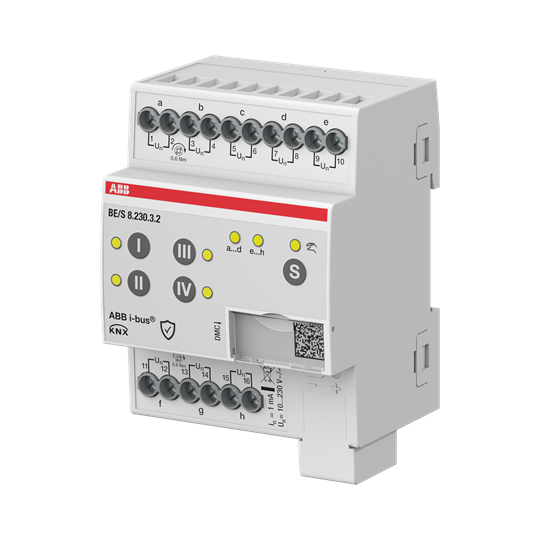 ABB Module KNX 8 Entrées Tor, 10-230V AC/DC, à commande manuelle, KNX Secure
