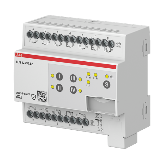 ABB Module KNX 12 entrées Tor, 10-230V AC/DC, à commande manuelle, KNX Secure