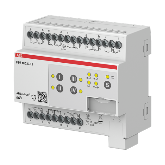 ABB Module KNX 16 entrées Tor,10-230V AC/DC, à commande manuelle, KNX Secure