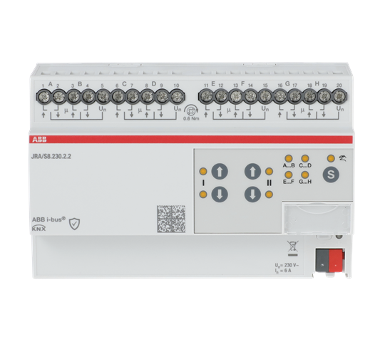 ABB Actionneur KNX Secure 8 Volets/Stores 230 VAC 6A, commande manu, Gamme basique